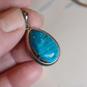 💙✨ Cavansite Sterling Silver Teardrop Pendant Rare Crystal Metaphysical